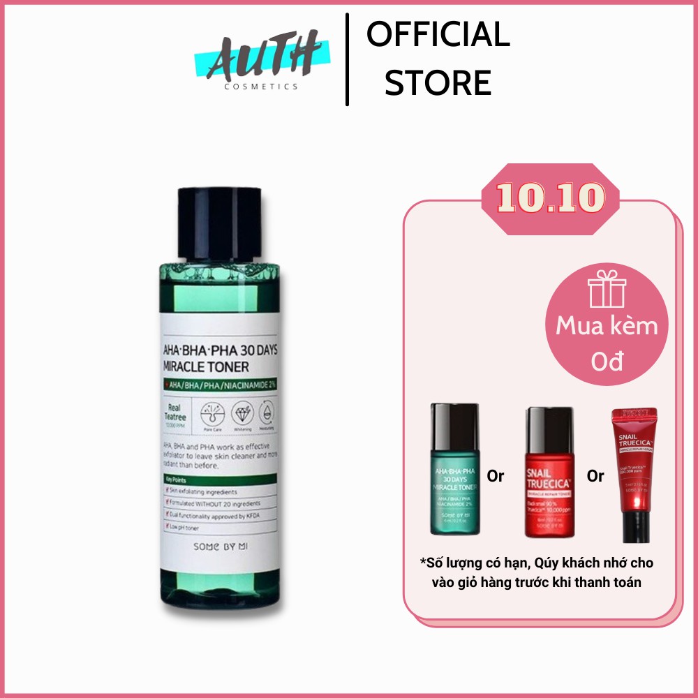 Nước hoa hồng ngừa mụn kiềm dầu Some By Mi AHA-BHA-PHA 30 Days Miracle Toner 150ml Auth Hàn Quốc