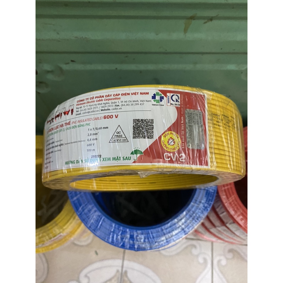 Cadivi Dây điện cadivi 2.0 đơn cv2 - cuộn 100 mét