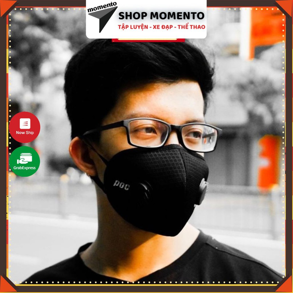 Khẩu Trang Chống Bụi Thể Thao POC Có Nắp 2 Nắp Van Thở - Sẵn Kèm Lọc & Tặng 1 Lọc