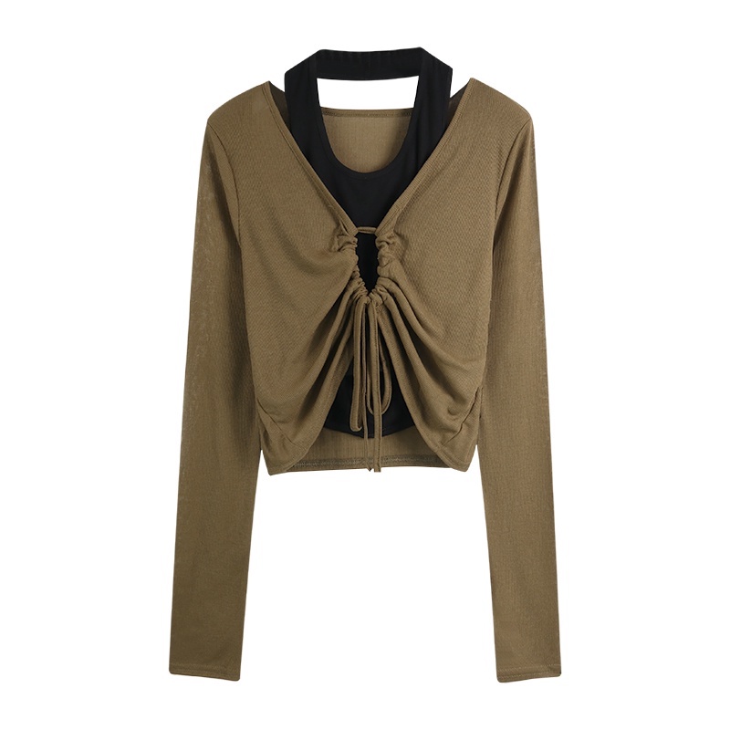 NUZIRO Áo khoác ngoài tay dài che nắng/ Áo kiểu  cổ yếm dáng rộng thời trang mùa hè dành cho nữ