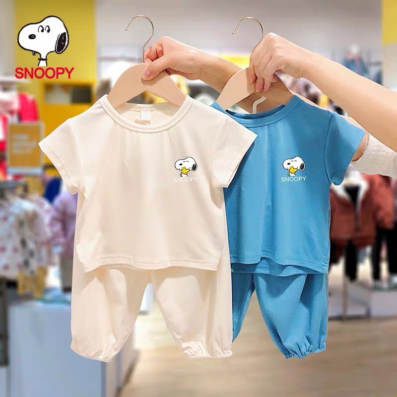 BỘ TAY NGẮN QUẦN DÀI AILIBABA THÊU HÌNH CHÓ SNOOPY