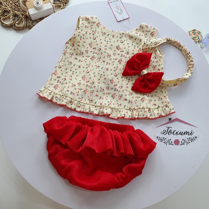 Bộ Chip bèo xinh yêu hoa Baby vạt chéo lưng - Tocxumi