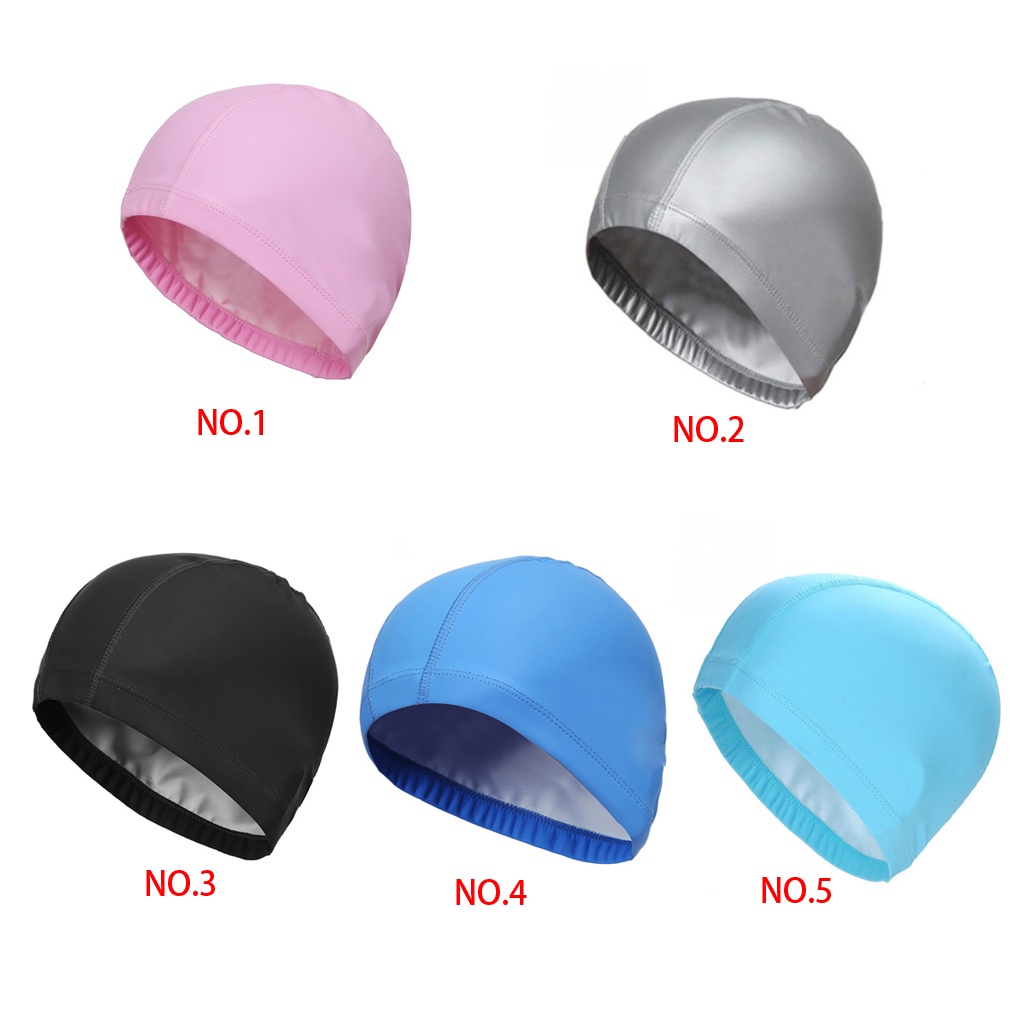 Elastic Waterproof PU Protect Ears Long Hair Sports Swim Pool SPA Hat Swimming Cap for Men Women Adults