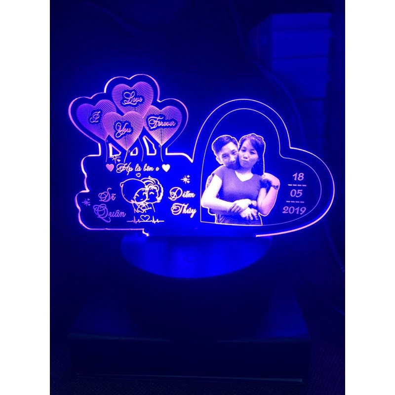 Đèn Ngủ Led 3D Quà tặng khắc hình ảnh chân dung theo yêu cầu