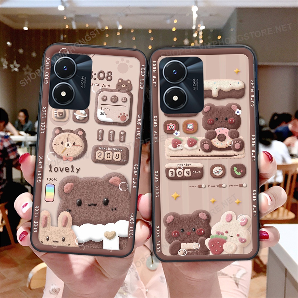 Ốp lưng Vivo Y02S - Vivo Y01 họa tiết caro gấu bo viền giá rẻ cực bền