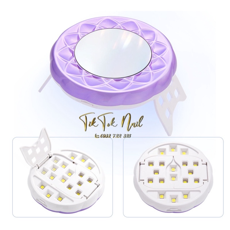 máy hơ mini tròn soi gương 18 bóng đèn