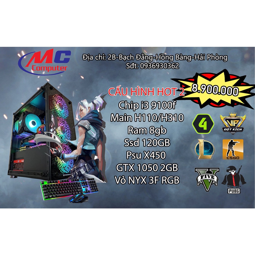 Máy tính chơi game giá rẻ H110/H310 + i3 9100f
