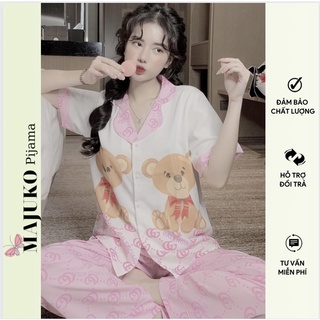 Đồ bộ nữ pijama lụa ngủ mặc nhà tiểu thư tay ngắn quần dài thiết kế dễ thương MAJUKO