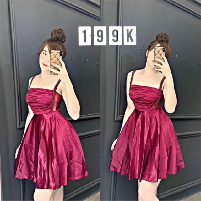 ❌ SALE ❌ ĐẦM CÚP NGỰC PHI BÓNG 2 DÂY VIỀN HẠT PHỐI LƯỚI
