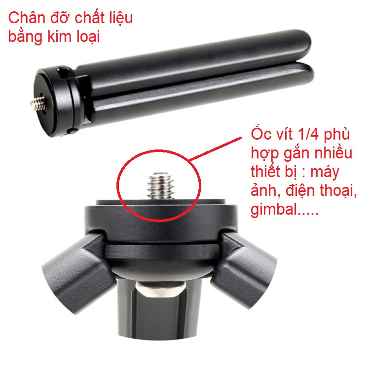 Chân đỡ Tripod bằng kim loại 3 chân dùng cho máy ảnh điện thoại gimbal