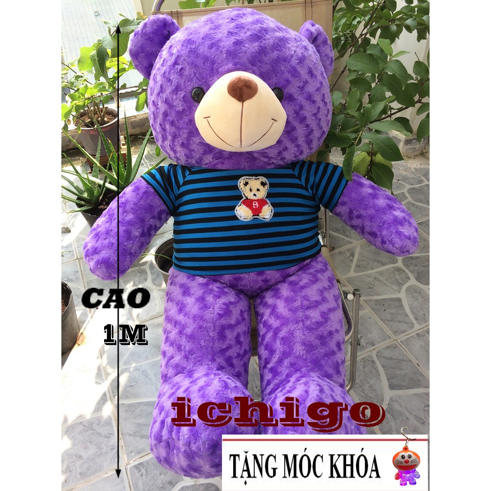 GẤU BÔNG TEDDY Cao Cấp khổ vải 1m2 màu TÍM ĐẢM BẢO 100% GÒN