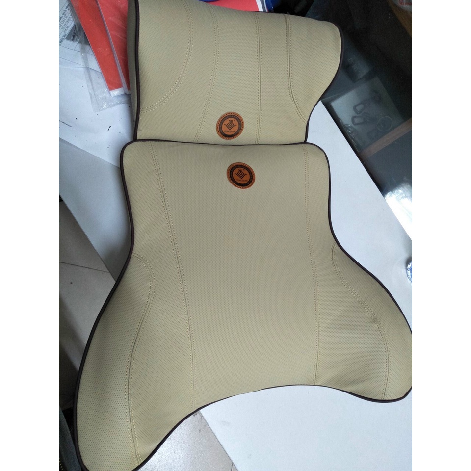 Bộ Gối Tựa Đầu Tựa Lưng Cao Su Non Vỏ Da Vỏ Vải Cao Cấp Dùng Cho Ô Tô Xe Hơi (01 Gối + 01 Tựa lưng)