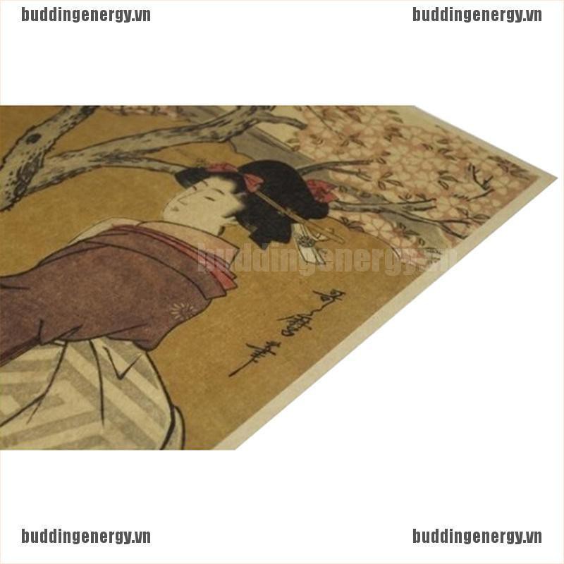 Tấm Áp Phích Treo Trang Trí Tường Hình Geisha Phong Cách Nhật Bản Cổ Điển Kích Thước 51x35.5cm