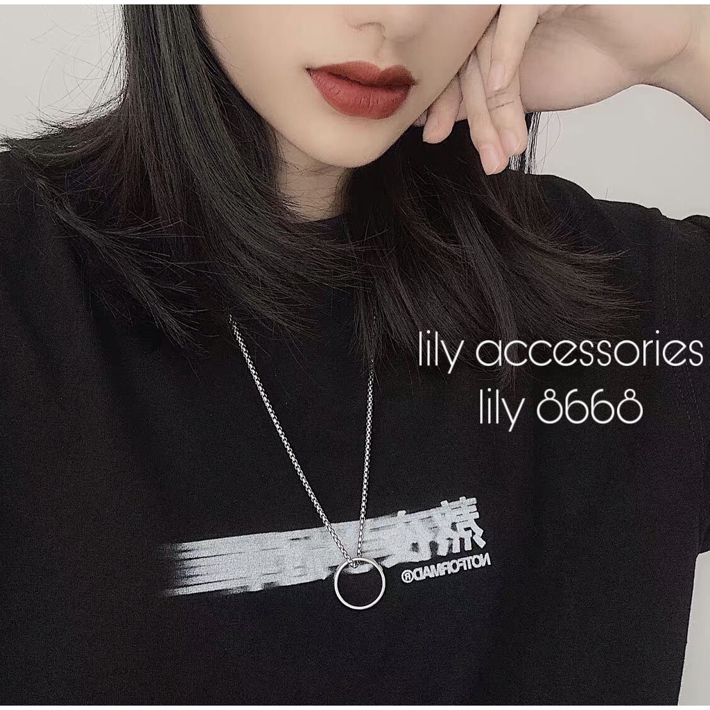 Ring Pendant Chain Necklace dây chuyền vòng cổ titan phối nhẫn không gỉ không đen siêu bền nam nữ unisex