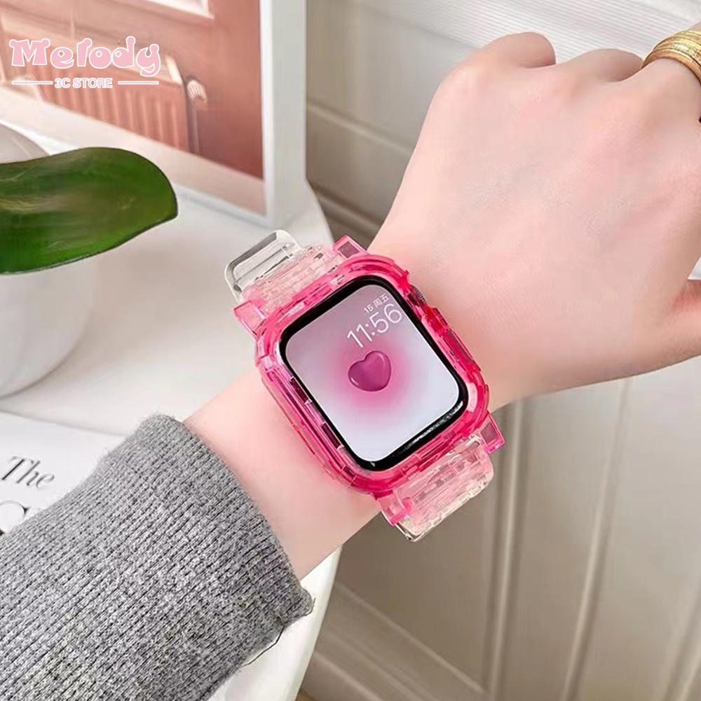 Dây Đeo Trong Suốt Hai Màu Cho Đồng Hồ Thông Minh series 7 / 6 / SE / 5 / 4 / 3 Kích Thước 45 / 44 / 42 / 41 / 40 / 38mm