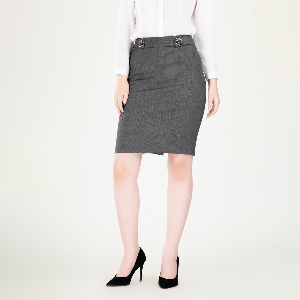 Chân váy dáng ôm công sở nữ Nam&Co phối đai siêu đẹp cao cấp size S,M,L màu đen, ghi xám VS0464