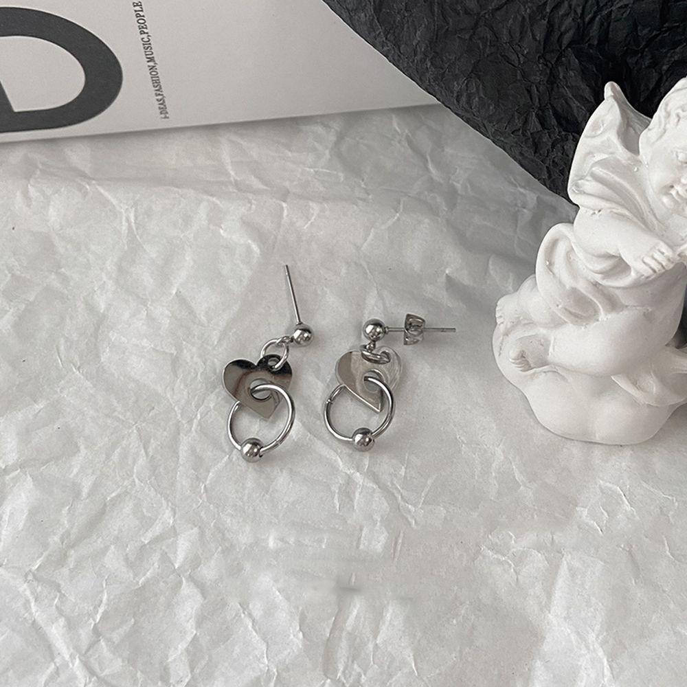 Khuyên Tai Lủng Lẳng Bằng Thép Không Gỉ Hình Trái Tim Cổ Điển Thời Trang Cho Nữ BERNARDO