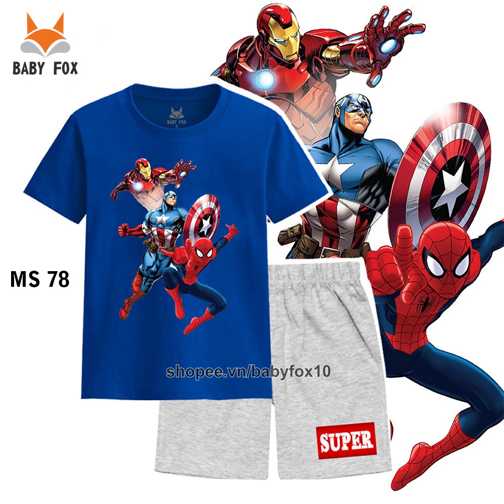 Bộ thun bé trai 100% cotton cao cấp, thương hiệu BABY FOX, hình người nhện, người sắt i