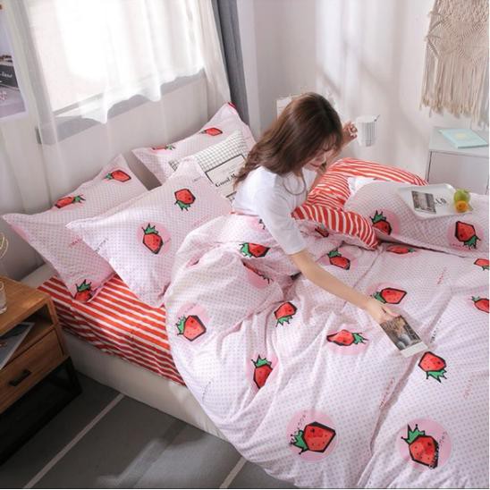 Bán lỗ bộ chăn ga gối cotton poly nhập-chấm bi