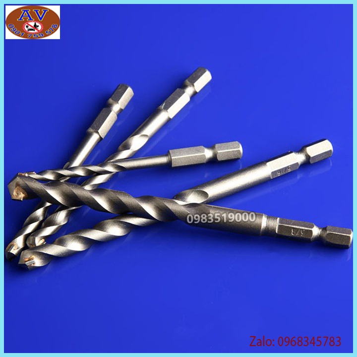 Bộ 5 mũi khoan bê tông chuôi lục giác 4 - 10mm cho khoan pin, điện