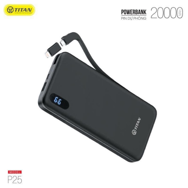 Pin dự phòng TITAN P25 dung lượng 20.000mAh lõi polymer