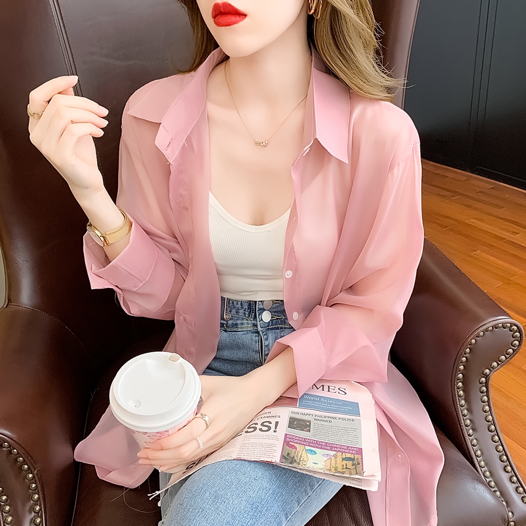 Áo khoác sơ mi ZHELIHANGFEI cổ polo dài tay dáng rộng thời trang