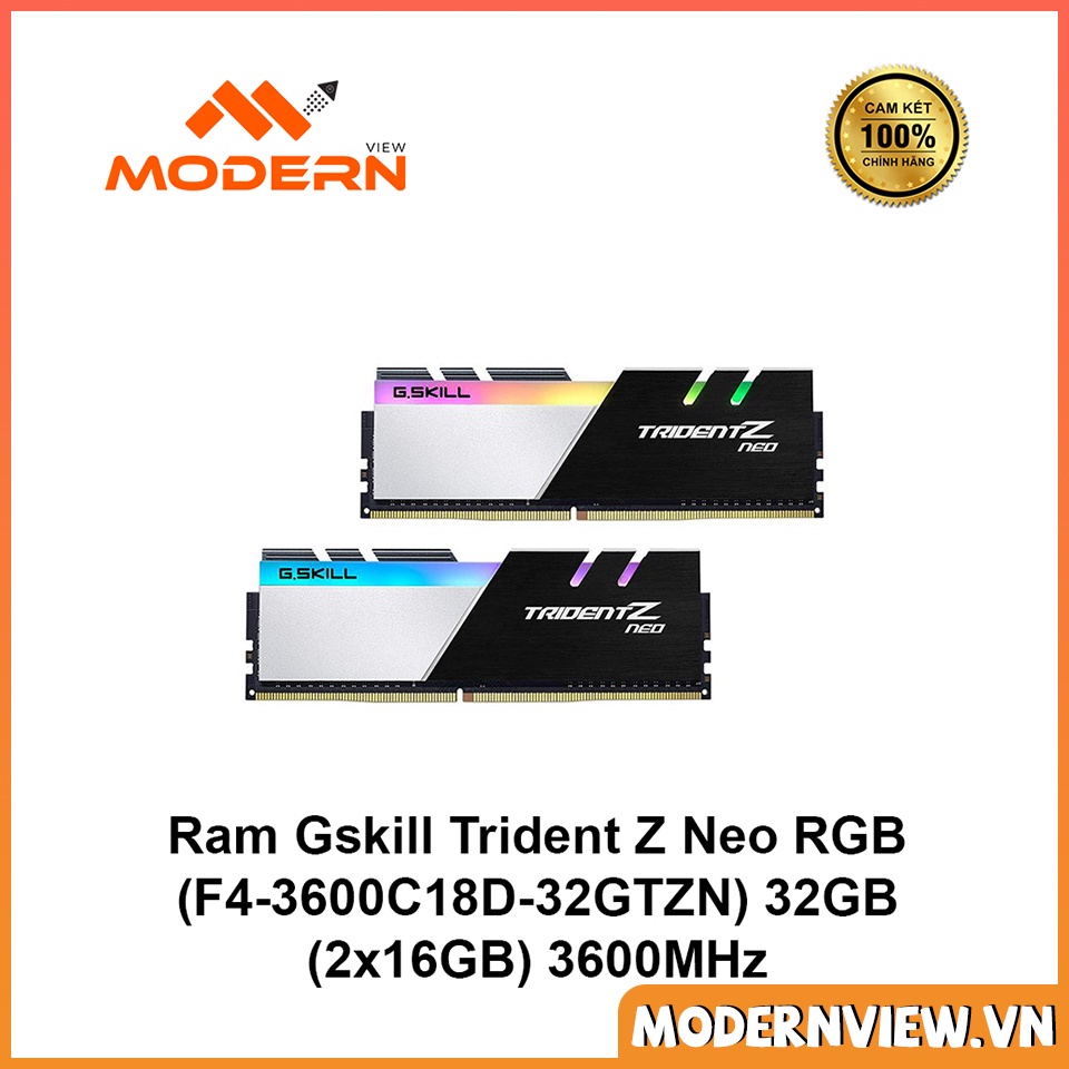 Bộ nhớ Ram Gskill Trident Z Neo RGB (F4-3600C18D-32GTZN) 32GB (2x16GB) 3600MHz - Hàng chính hãng