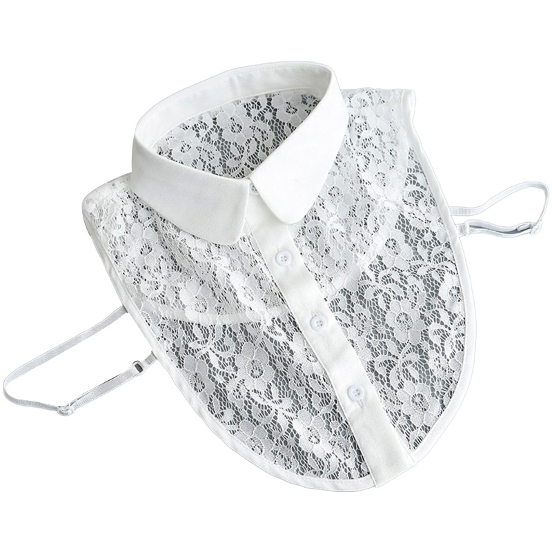 Áo Sơ Mi Nữ Nửa Cổ Ren Rỗng Tháo Rời Được In Họa Tiết Hoa