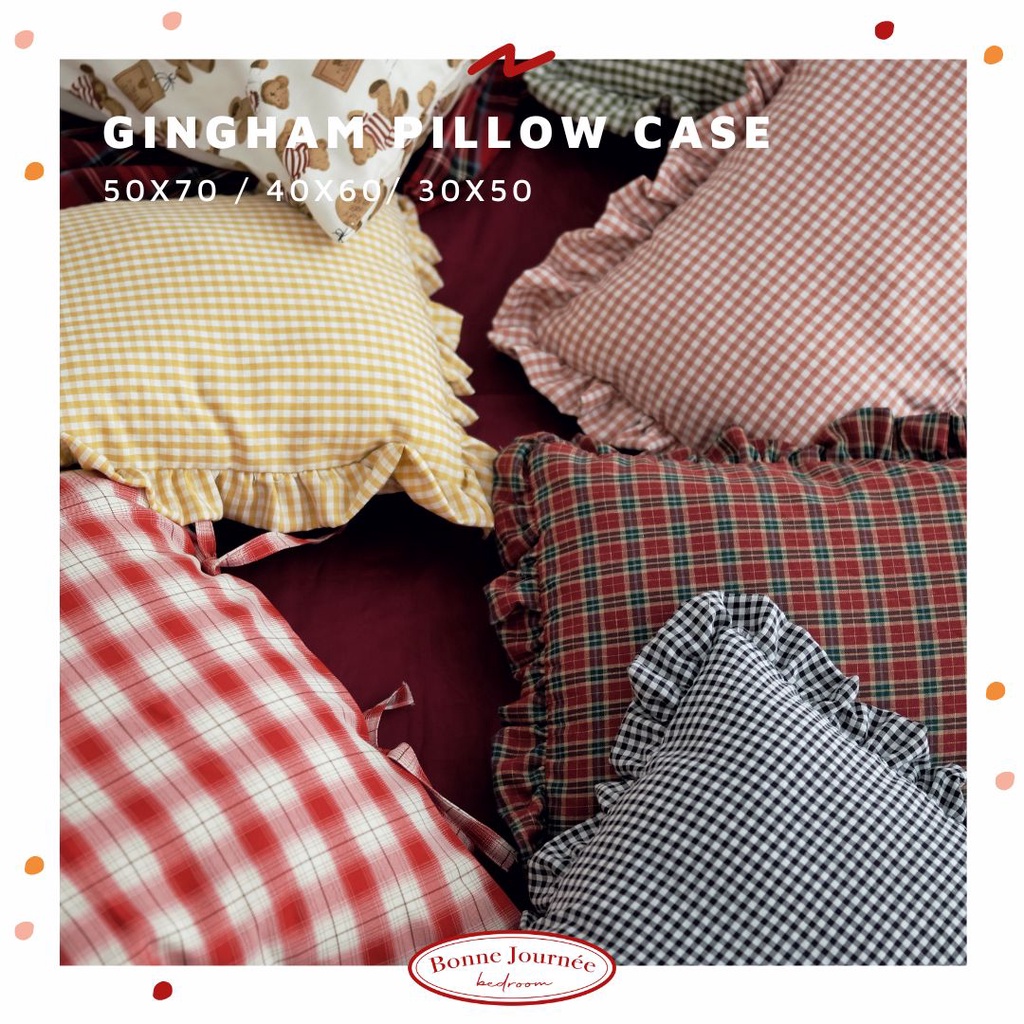 (ĐẶT MAY) VỎ GỐI HOẠ TIẾT GINGHAM COTTON (50x70)