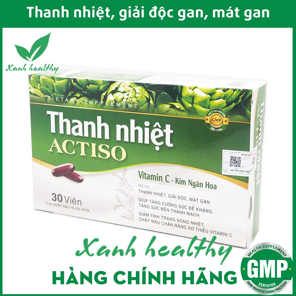 Viên uống Thanh Nhiệt Actiso - bổ sung vitamin C, kim ngân hoa giúp thanh nhiệt, an toàn hiệu quả - hộp 30 viên