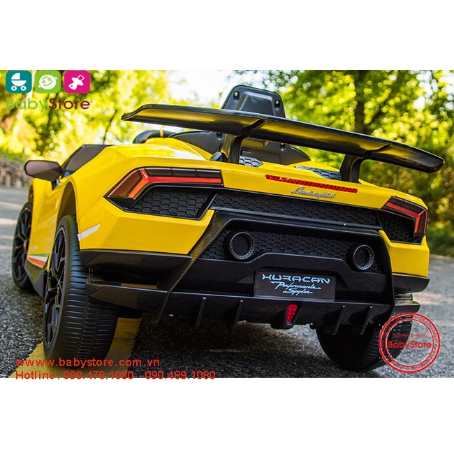 Ô tô điện trẻ em siêu xe bản quyền Lamborghini Huracan S308( 4 động cơ, bánh cao su, ghế da)