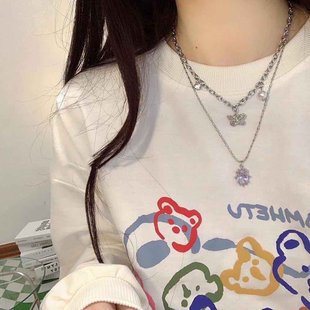 VANES1 Vòng cổ Hai Lớp Kiểu Dáng Ngọt Ngào Thời Trang Dành Cho Nữ