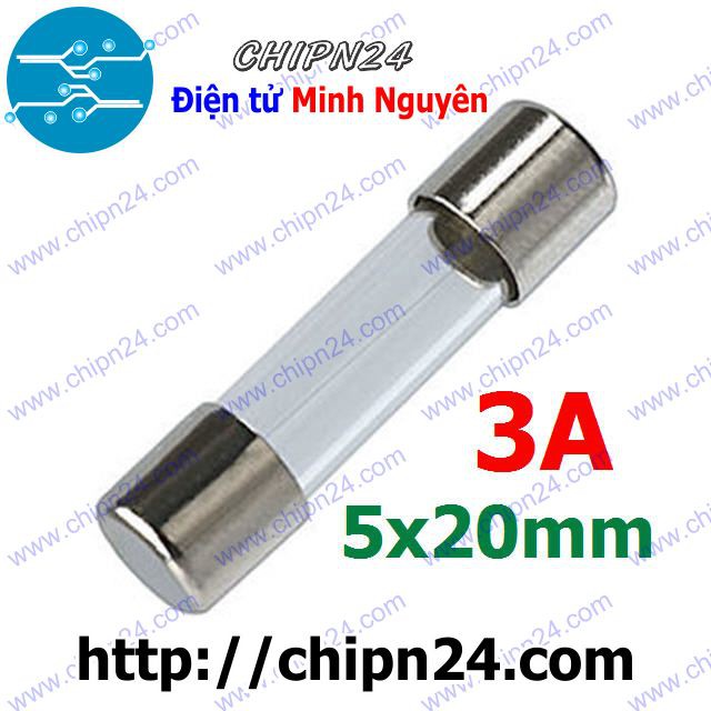 [6 CÁI] Cầu Chì Ống 5x20mm 3A 250V