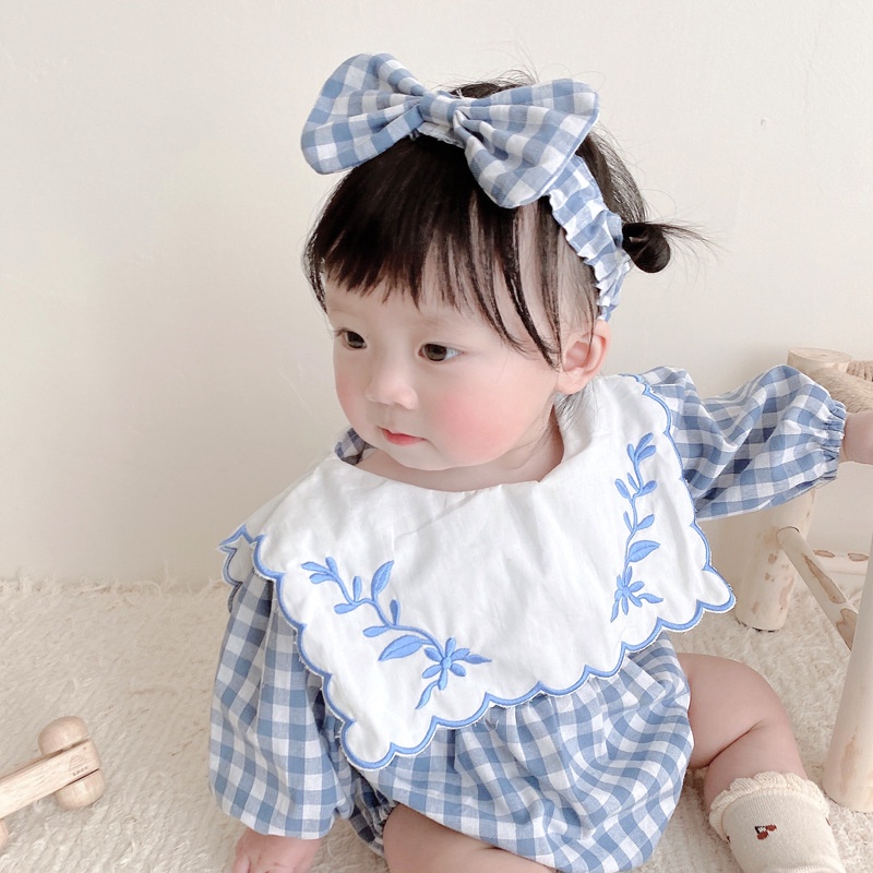 Áo Sơ Mi Tay Dài Họa Tiết Caro Thêu Phong Cách Hàn Quốc Thời Trang Xuân Thu Cho Bé Gái