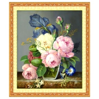 Tranh thêu chữ thập 3d Bình hoa mẫu đơn khoe sắc DLH-YA889 ( 62x72 ) chưa thêu