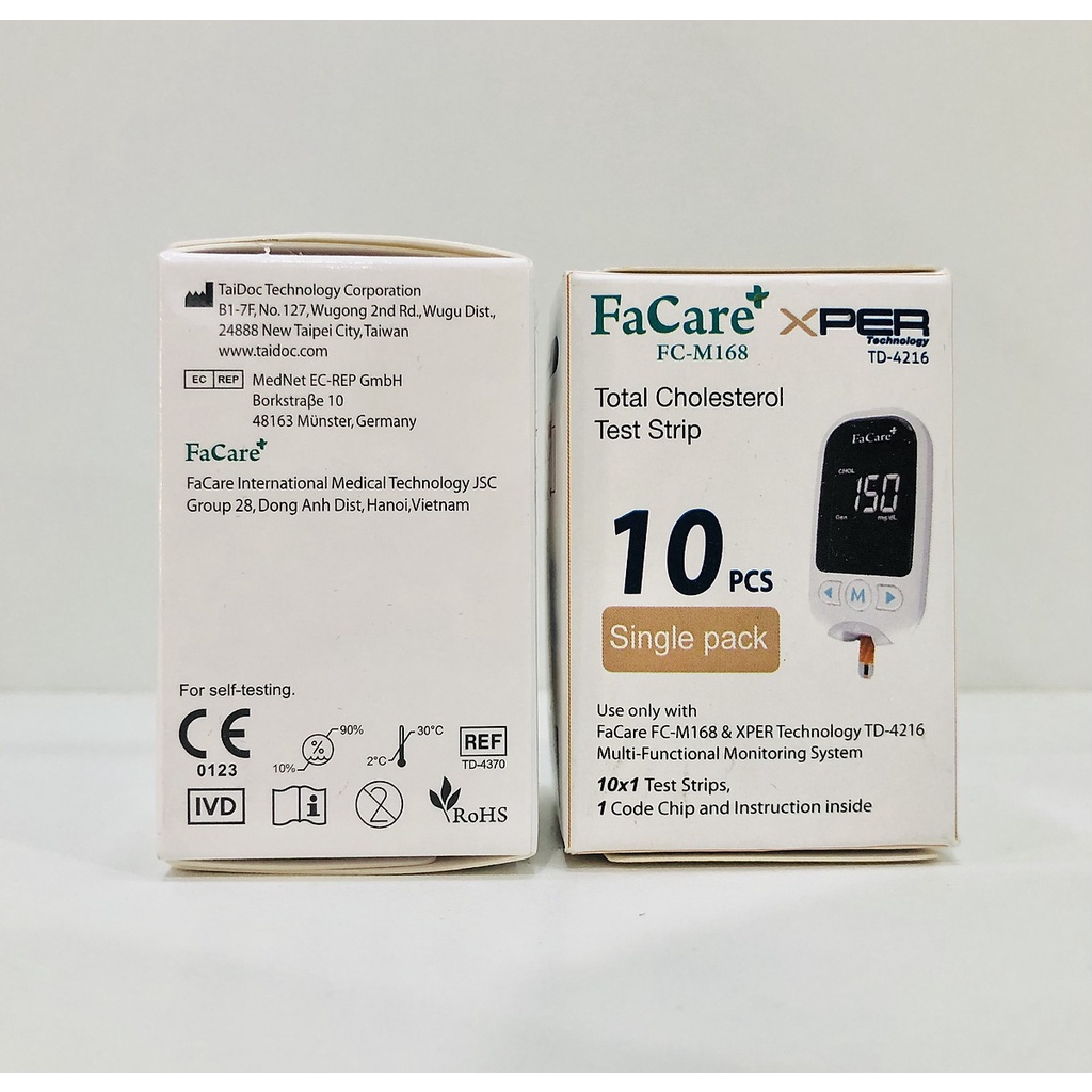 Que thử Mỡ máu Cholesterol dành cho máy đo FaCare 5 trong 1 FC-M168 (TD-4216) - Hộp 10 que