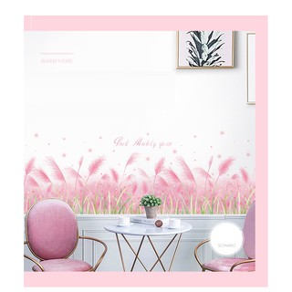 Decal Hàn Quốc dán tường decor quán trà sữa, quán cà phê, spa,tiệm nails, nhà ở,văn phòng-Chân tường hồng nhạt