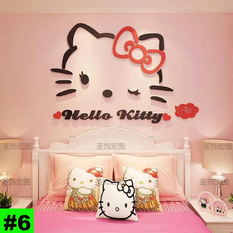 Giấy Dán Tường 3D Hình Hello Kitty