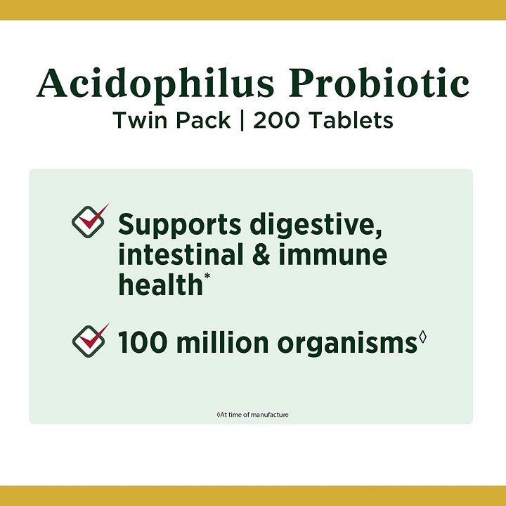 Viên uống Probiotic bổ sung lợi khuẩn Nature’s Bounty Acidophilus Probiotic [Hàng Mỹ hạn dùng 08/2024]