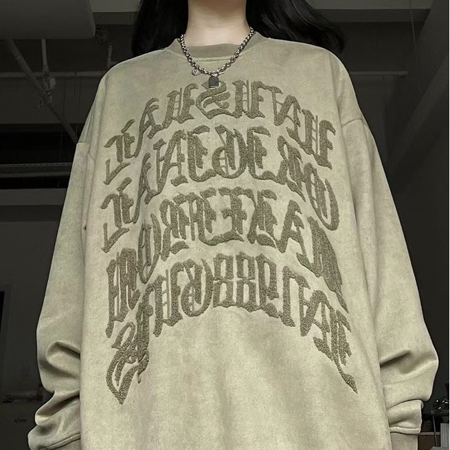 ZHELIHANGFEI Áo Thun Sweater Tay Dài Dáng Rộng Kiểu Retro Mỹ Dễ Phối Đồ