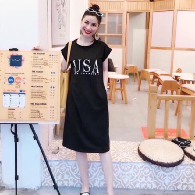 Váy suông in chữ U. S.A cá tính chất cotton | BigBuy360 - bigbuy360.vn