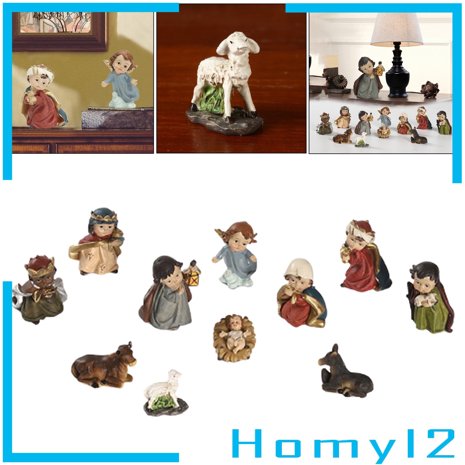 Nativity Scenes Set Christmas Crib Manger Miniatures Ornaments Catholic Gift