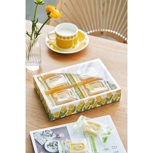 Hộp đựng bánh Hoa Tulip hộp 6 ngăn đựng bánh trung thu 50-80gr đựng bánh dứa kèm túi giấy