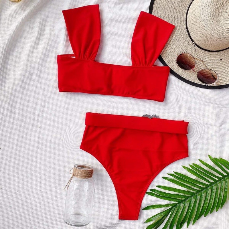 [BKN761] &lt;ÂU&gt; SET BIKINI KHUY TIM ĐỎ KÈM BELT RỜI (CẠP CAO)