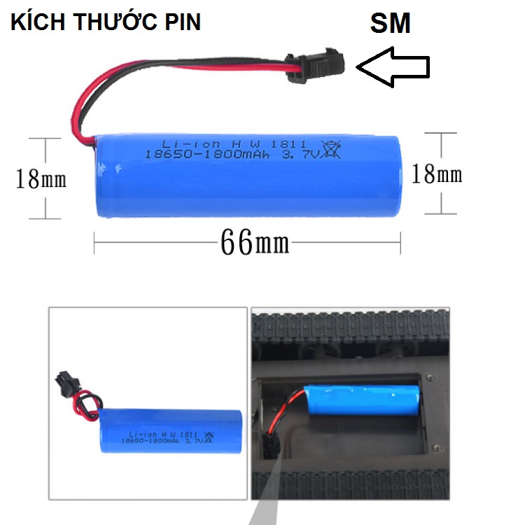 Pin 3.7v 2000mah 18650 cho xe mô hình điều khiển có dung lượng cao