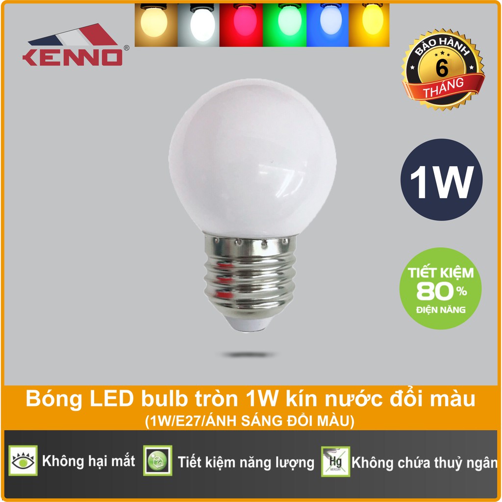 Bóng LED bulb tròn 1W kín nước đổi màu