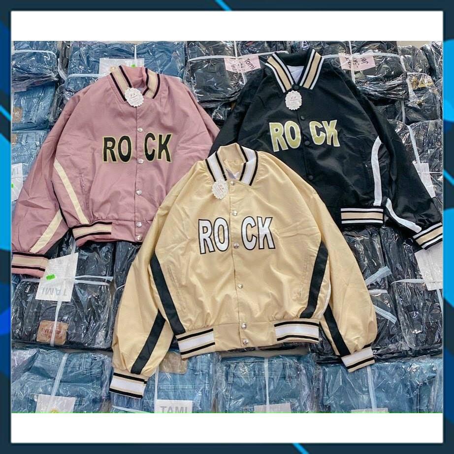 Áo khoác nam nữ bomber dù ngoại thêu ROCK