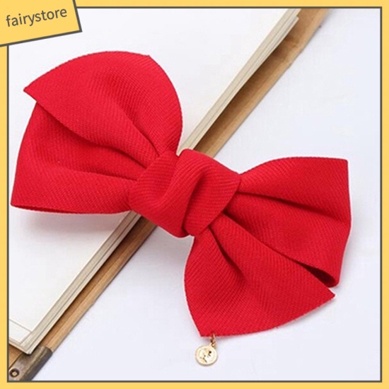 Kẹp Tóc Hình Nơ Vải Trơn Màu Đơn Giản Thanh Lịch Dành Cho Nữ