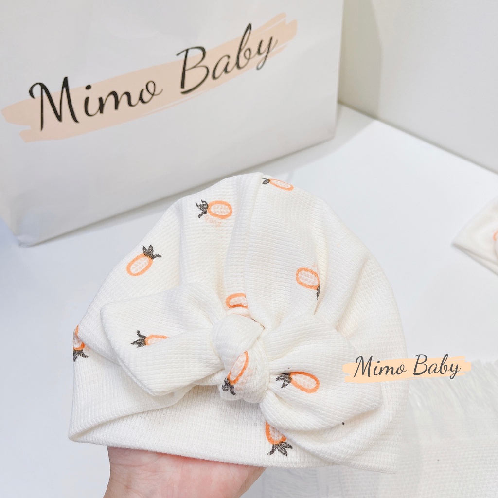 Mũ turban màu trắng kem họa tiết quả dứa xinh xắn cho bé MTB144 Mimo Baby