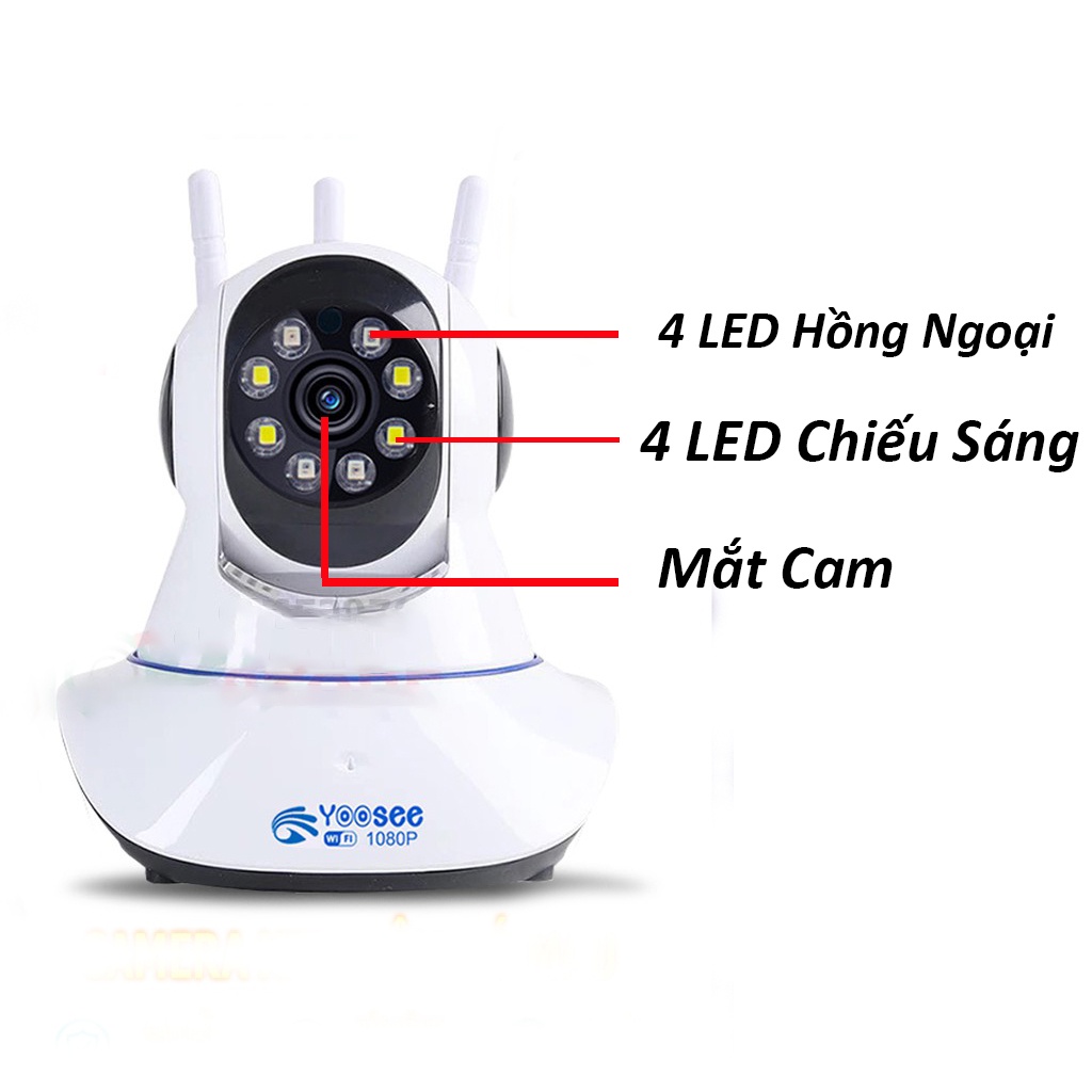 Camera Yoosee trong nhà có màu, xoay 360 độ, Full HD 1080P - Camera 3 râu kèm thẻ nhớ yoosee 32GB | BH 6 Tháng | BigBuy360 - bigbuy360.vn